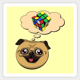 Crazy pug and rubik cube Sticker